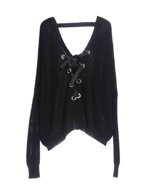 VICOLO ONESIZE (INT) Black V-Neck Open-Back Lightweight Sweater